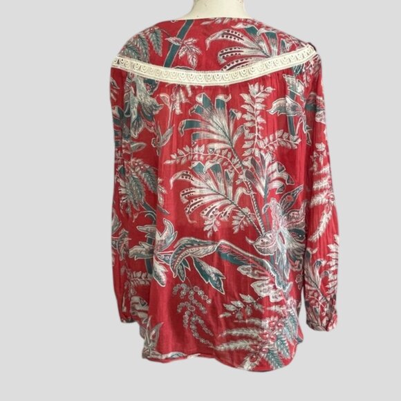 Ann Taylor Loft Floral Tropic Print Pullover Top Cover up Cotton Women's Size M - Picture 2 of 12